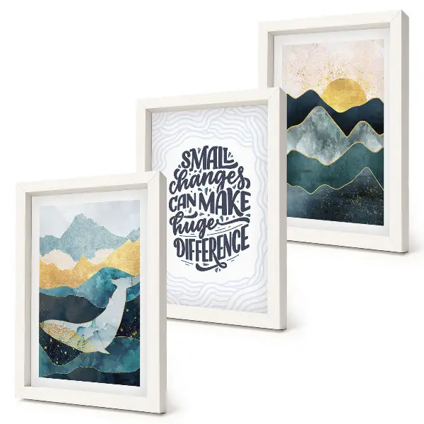 3-piece abstract mountain landscape wall art set with inspirational inscription
