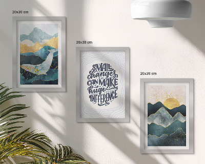3-piece wall art set Abstract mountain landscapes inspirational inscription
