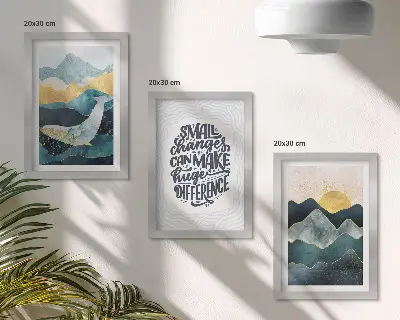 3-piece abstract mountain landscape wall art set with inspirational inscription