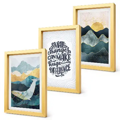 3-piece abstract mountain landscape wall art set with inspirational inscription