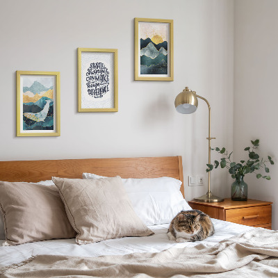 3-piece wall art set Abstract mountain landscapes inspirational inscription
