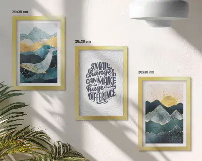 3-piece abstract mountain landscape wall art set with inspirational inscription