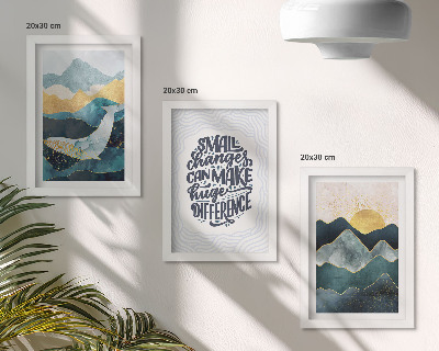 3-piece wall art set Abstract mountain landscapes inspirational inscription