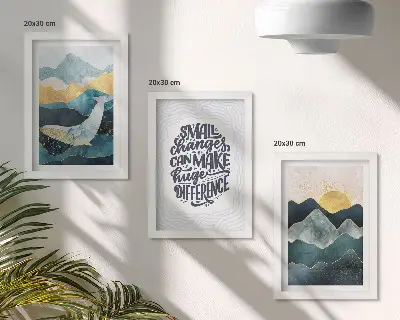 3-piece abstract mountain landscape wall art set with inspirational inscription