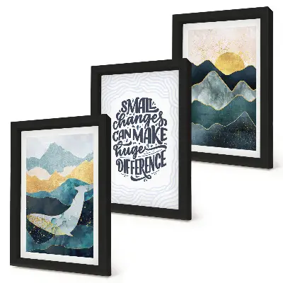 3-piece abstract mountain landscape wall art set with inspirational inscription