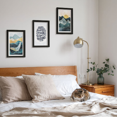 3-piece wall art set Abstract mountain landscapes inspirational inscription