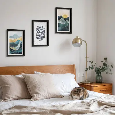 3-piece abstract mountain landscape wall art set with inspirational inscription