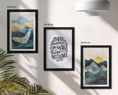 3-piece wall art set Abstract mountain landscapes inspirational inscription