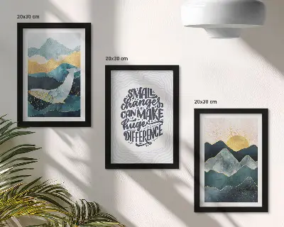 3-piece abstract mountain landscape wall art set with inspirational inscription