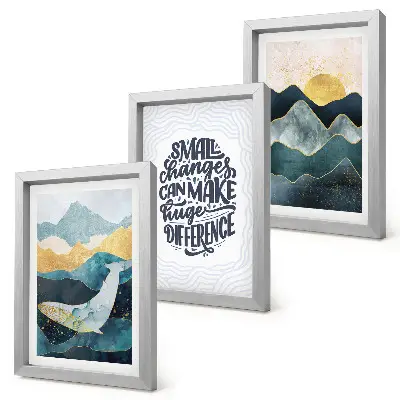 3-piece abstract mountain landscape wall art set with inspirational inscription