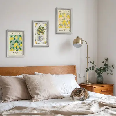 Citrus tree and fruit Italian posters framed triptych