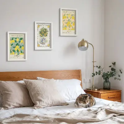 Citrus tree and fruit Italian posters framed triptych