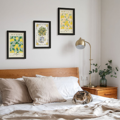 Framed triptych Citrus tree and fruit Italian posters