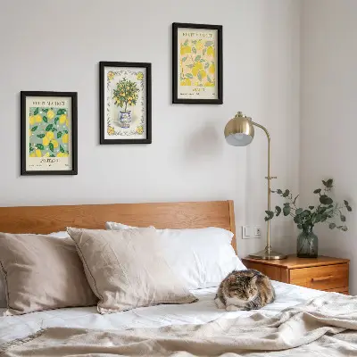 Citrus tree and fruit Italian posters framed triptych