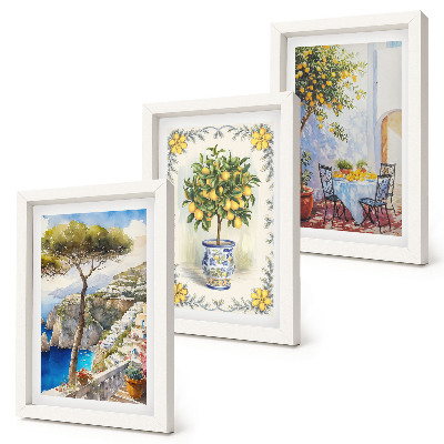 3-piece wall art set Sea views with lemon trees