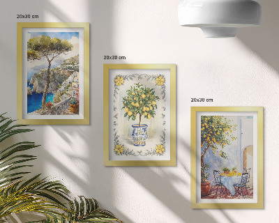 3-piece wall art set Sea views with lemon trees