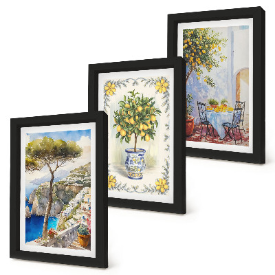 3-piece wall art set Sea views with lemon trees