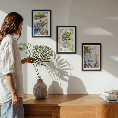 3-piece wall art set Sea views with lemon trees