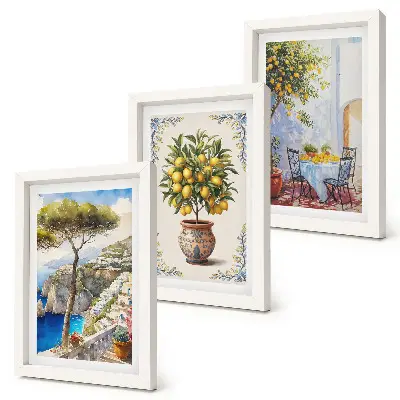 Photo frame wall sea view featuring a lemon tree and garden table