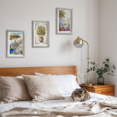 Photo frame wall Sea view with lemon tree and garden table