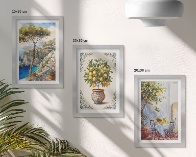 Photo frame wall Sea view with lemon tree and garden table