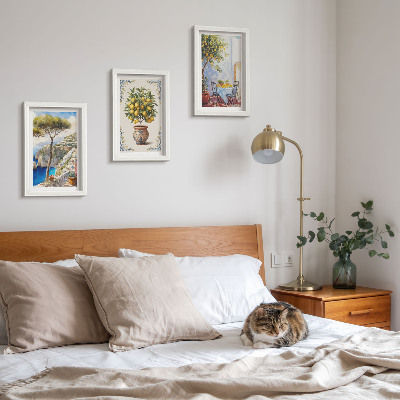 Photo frame wall Sea view with lemon tree and garden table