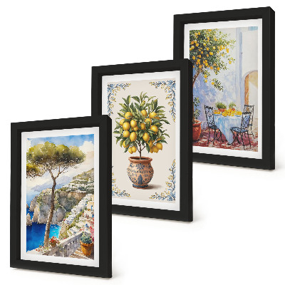 Photo frame wall Sea view with lemon tree and garden table