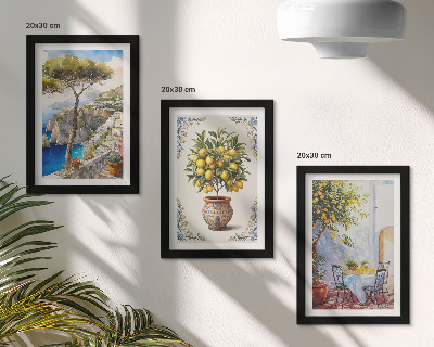 Photo frame wall Sea view with lemon tree and garden table