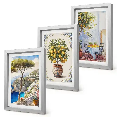 Photo frame wall sea view featuring a lemon tree and garden table