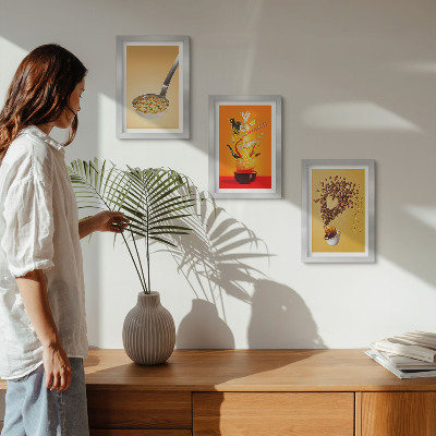 Framed triptych Kitchen food and drink themes