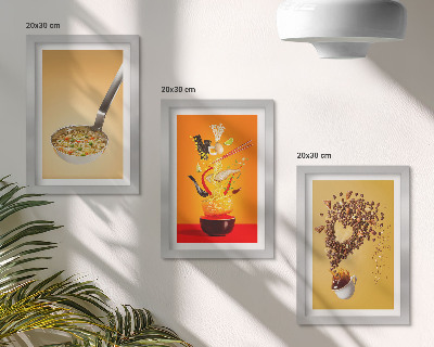 Framed triptych Kitchen food and drink themes