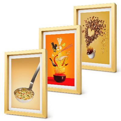 Framed triptych Kitchen food and drink themes