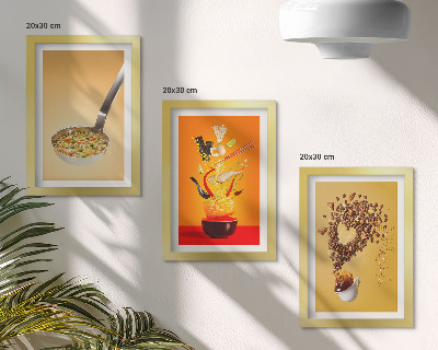 Framed triptych Kitchen food and drink themes