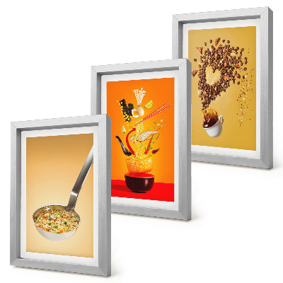 Framed triptych Kitchen food and drink themes