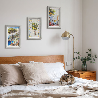 3-piece wall art set Sea view with lemon trees Italian paintings