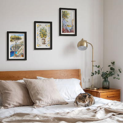 3-piece wall art set Sea view with lemon trees Italian paintings