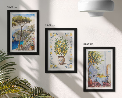 3-piece wall art set Sea view with lemon trees Italian paintings
