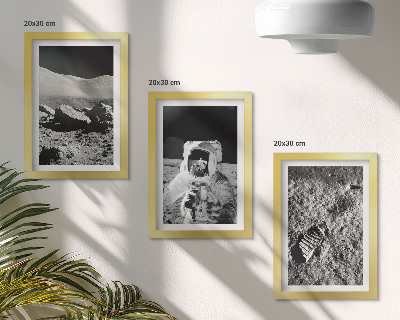 Photo frame wall Moon photos with astronaut and footprint