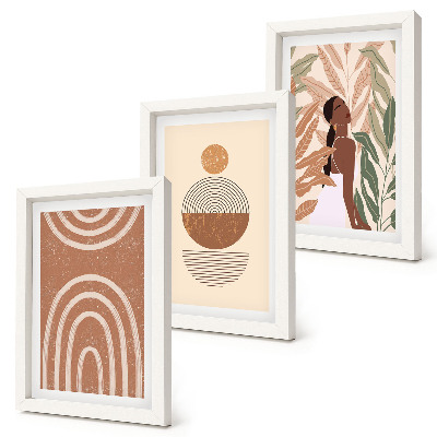 3-piece wall art set Stylish patterns with plant motifs and geometric shapes
