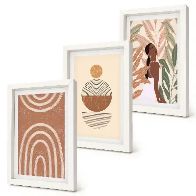 3-piece wall art set with stylish plant motifs and geometric patterns