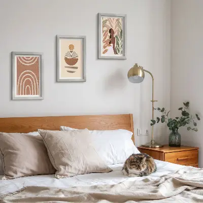 3-piece wall art set with stylish plant motifs and geometric patterns