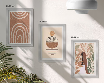 3-piece wall art set Stylish patterns with plant motifs and geometric shapes