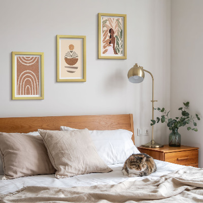 3-piece wall art set Stylish patterns with plant motifs and geometric shapes