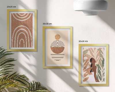 3-piece wall art set Stylish patterns with plant motifs and geometric shapes