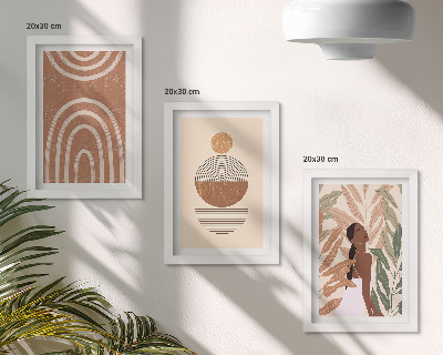 3-piece wall art set Stylish patterns with plant motifs and geometric shapes