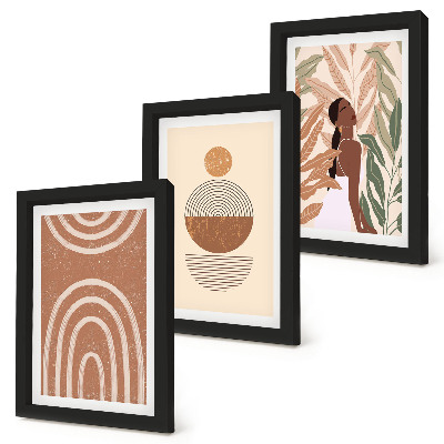 3-piece wall art set Stylish patterns with plant motifs and geometric shapes