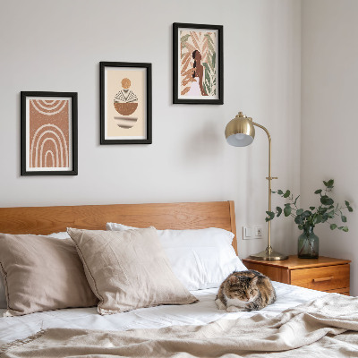 3-piece wall art set Stylish patterns with plant motifs and geometric shapes