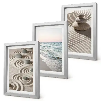 3-Piece Wall Art Set calm waves of sand and water with beach stones