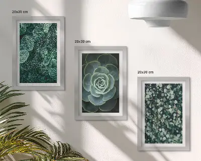 Photo frame wall art with green succulent leaves and delicate twigs