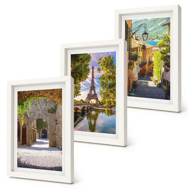 3-piece wall art set Beautiful streets, historic architecture, Eiffel Tower